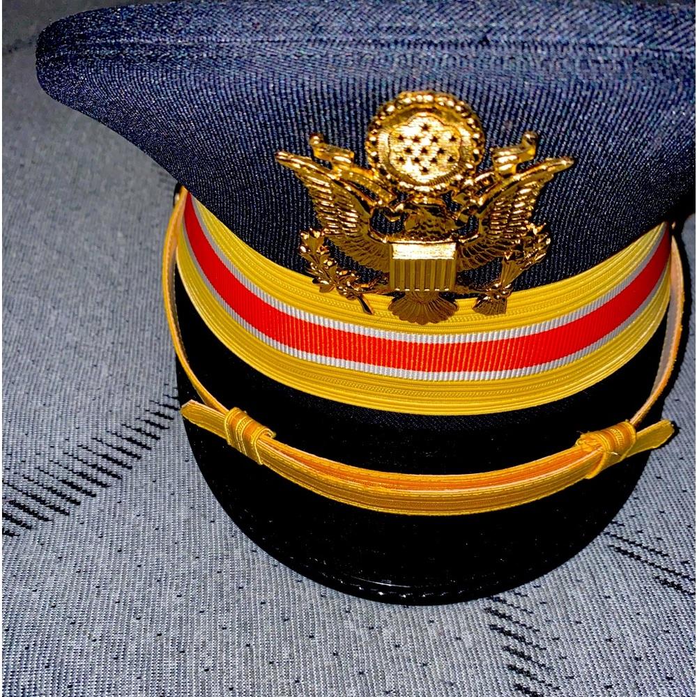 ASU ARMY SERVICE UNIFORM DRESS CAP HAT ARTILLERY ADA OFFICER SIZE 7 1/8